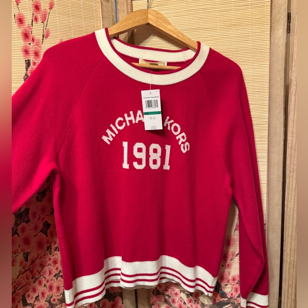 Michael Kors Crimson Pullover with White Trim